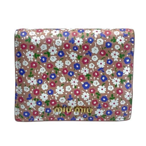 MIU MIU Wallet Folding Wallet Mini Wallet Pink Multi - Picture 1 of 10